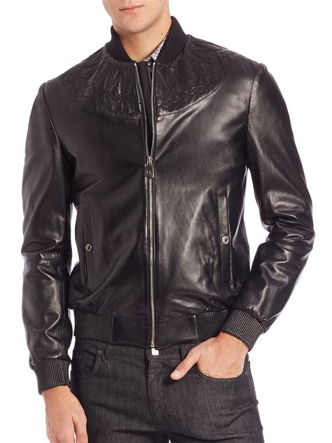 versace leather jacket for man|Versace leather jackets women.